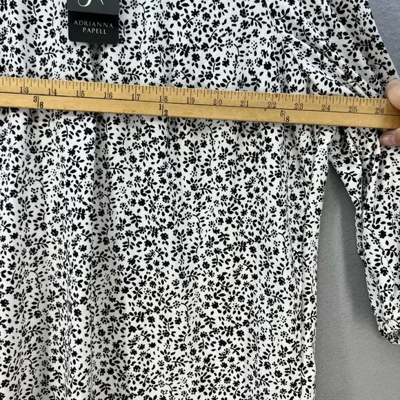 Adrianna Papell Top Women's 3X Black White Floral Print Tunic Flowy Long Sleeve - Picture 10 of 10